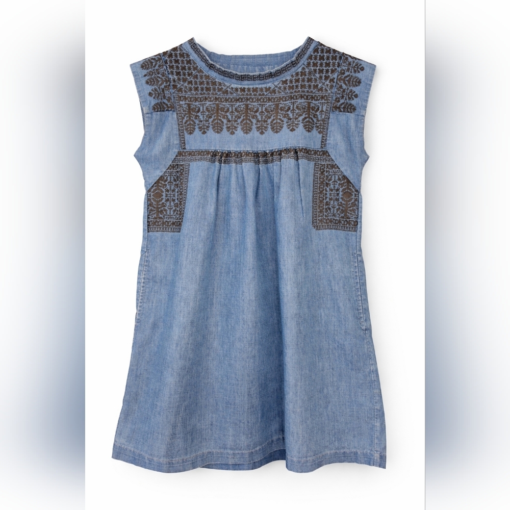 Boho Chambray Cotton Tunic/dress With Beautiful Embroidery.